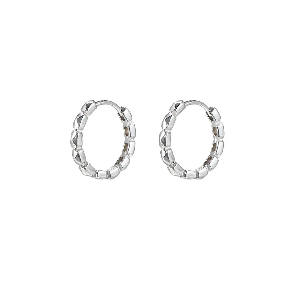 Sterling Silver Pyramid Hoop Earrings