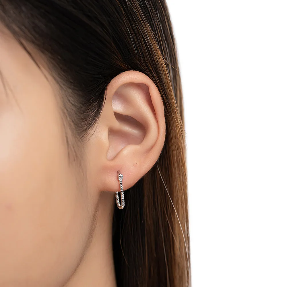 Sterling Silver Rectangle Hoop Earrings