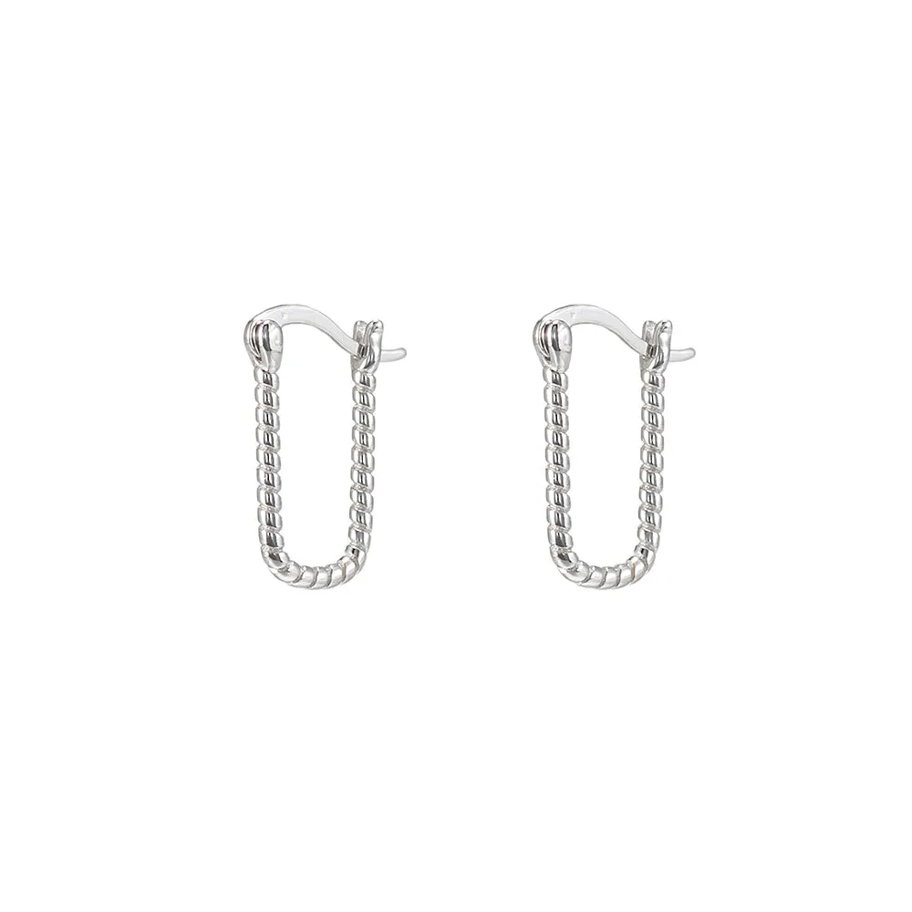 Sterling Silver Rectangle Hoop Earrings