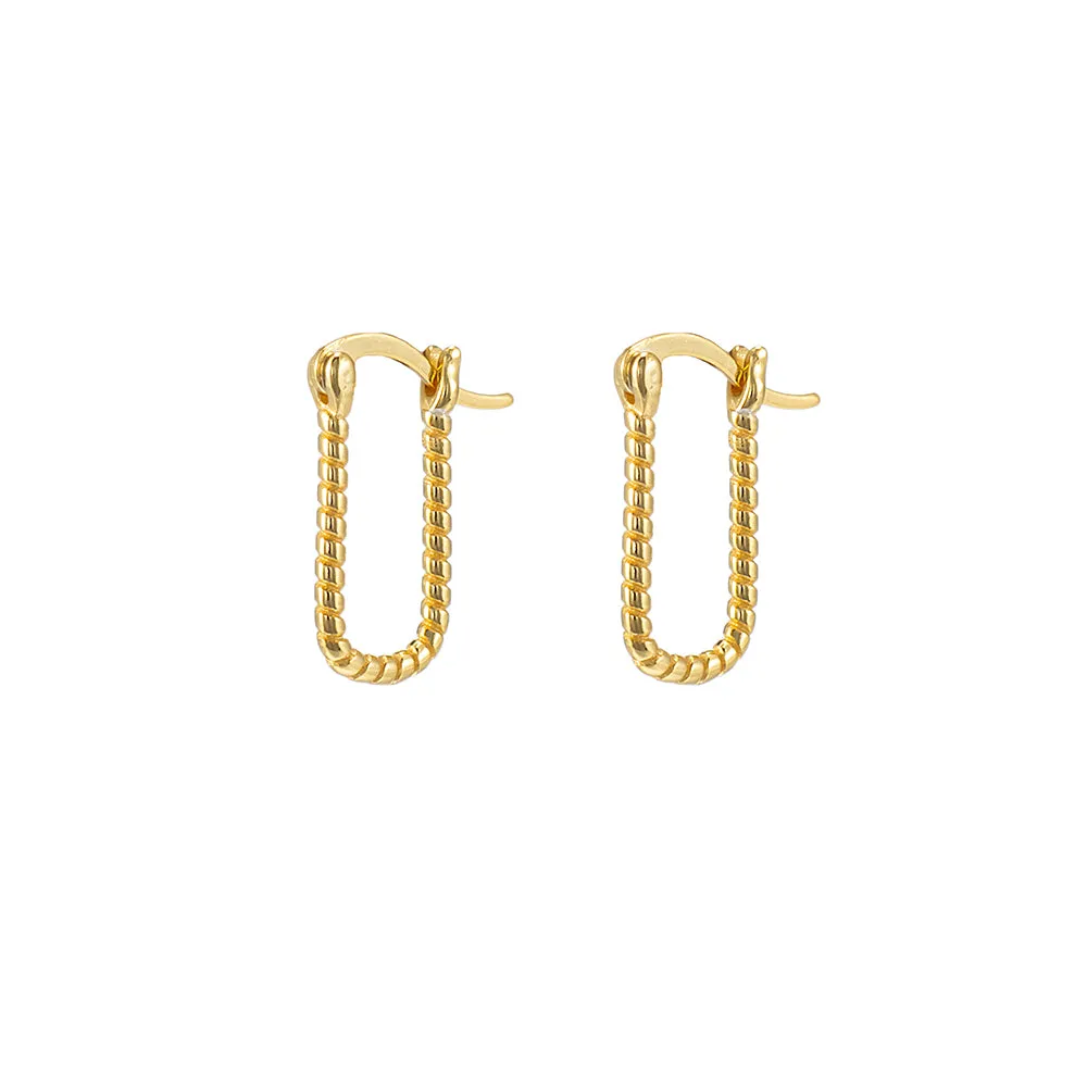 Sterling Silver Rectangle Hoop Earrings