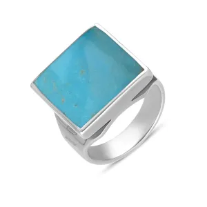 Sterling Silver Turquoise Hallmark Small Square Ring