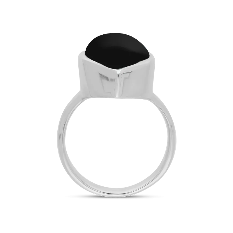 Sterling Silver Whitby Jet Chunky Marquise Ring