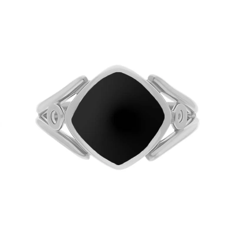Sterling Silver Whitby Jet Cushion Cut Ring
