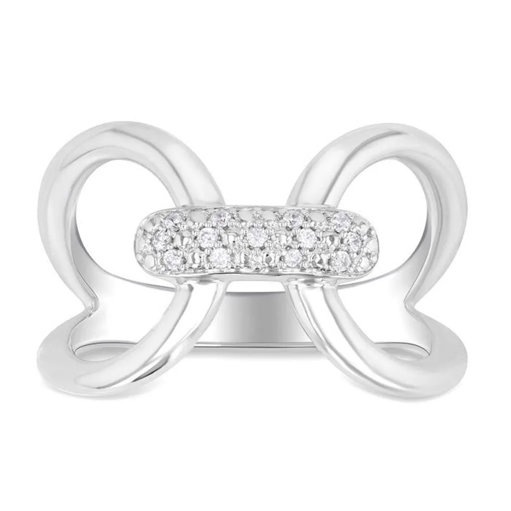 Sterling Silver Wide Band Natural Diamonds Ring