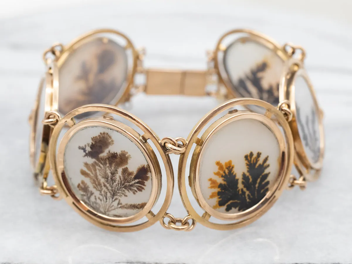 Stunning Dendritic Agate Cabochon Link Bracelet