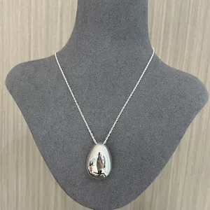 Stylish Large Water Drop Pendant Necklace - Sterling Silver