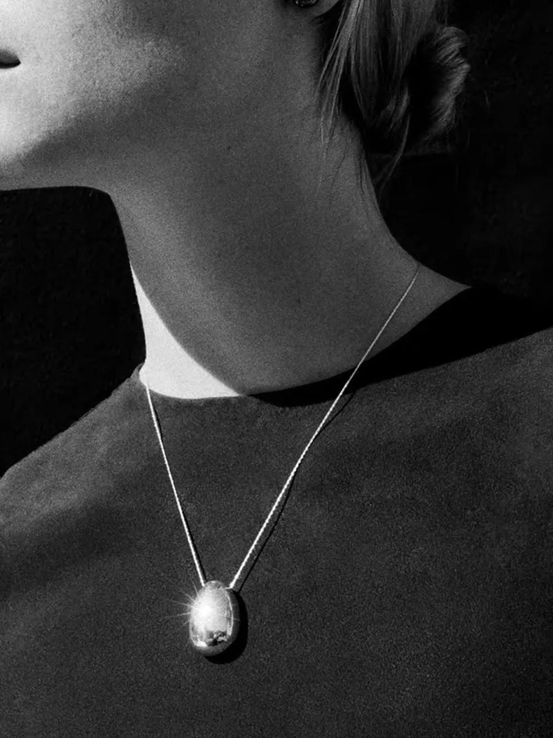 Stylish Large Water Drop Pendant Necklace - Sterling Silver