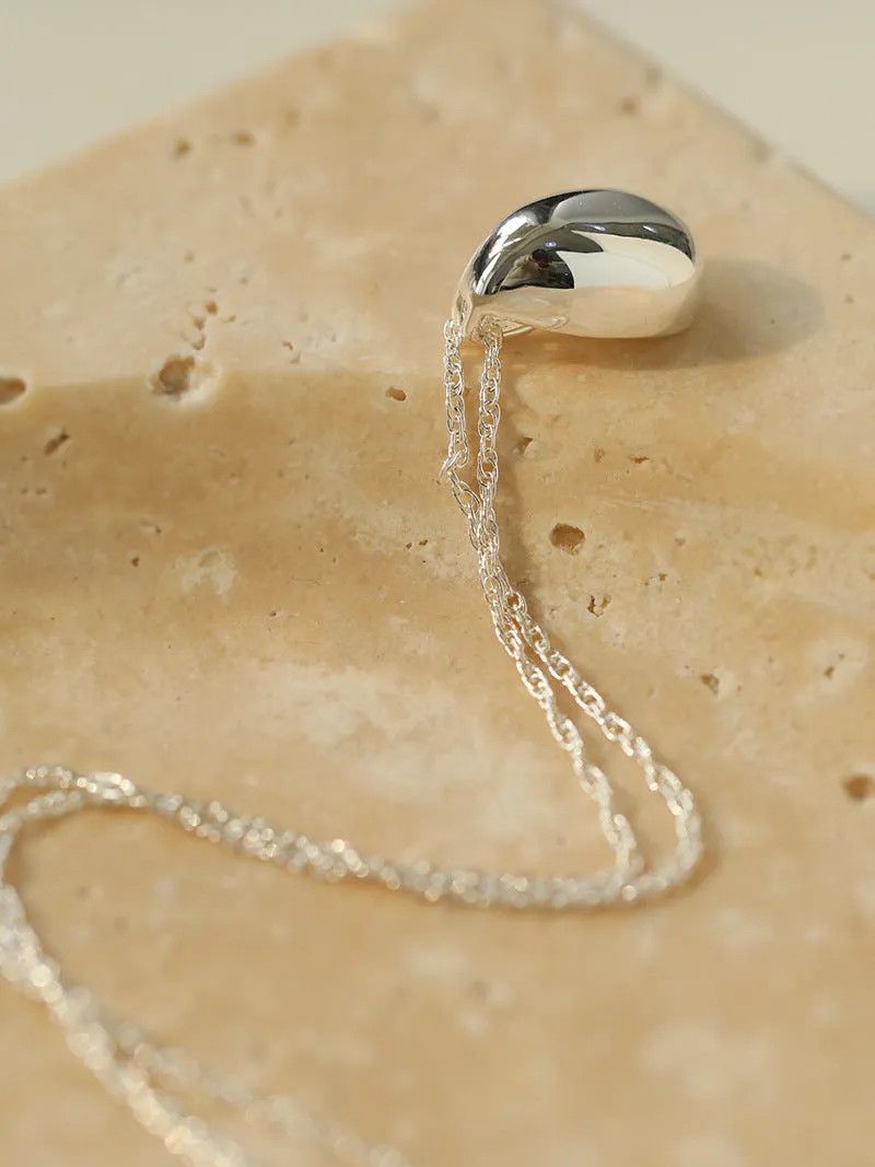 Stylish Small Water Drop Pendant Necklace - Sterling Silver
