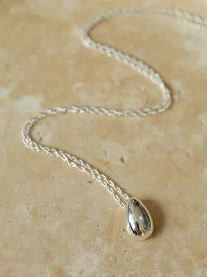 Stylish Small Water Drop Pendant Necklace - Sterling Silver