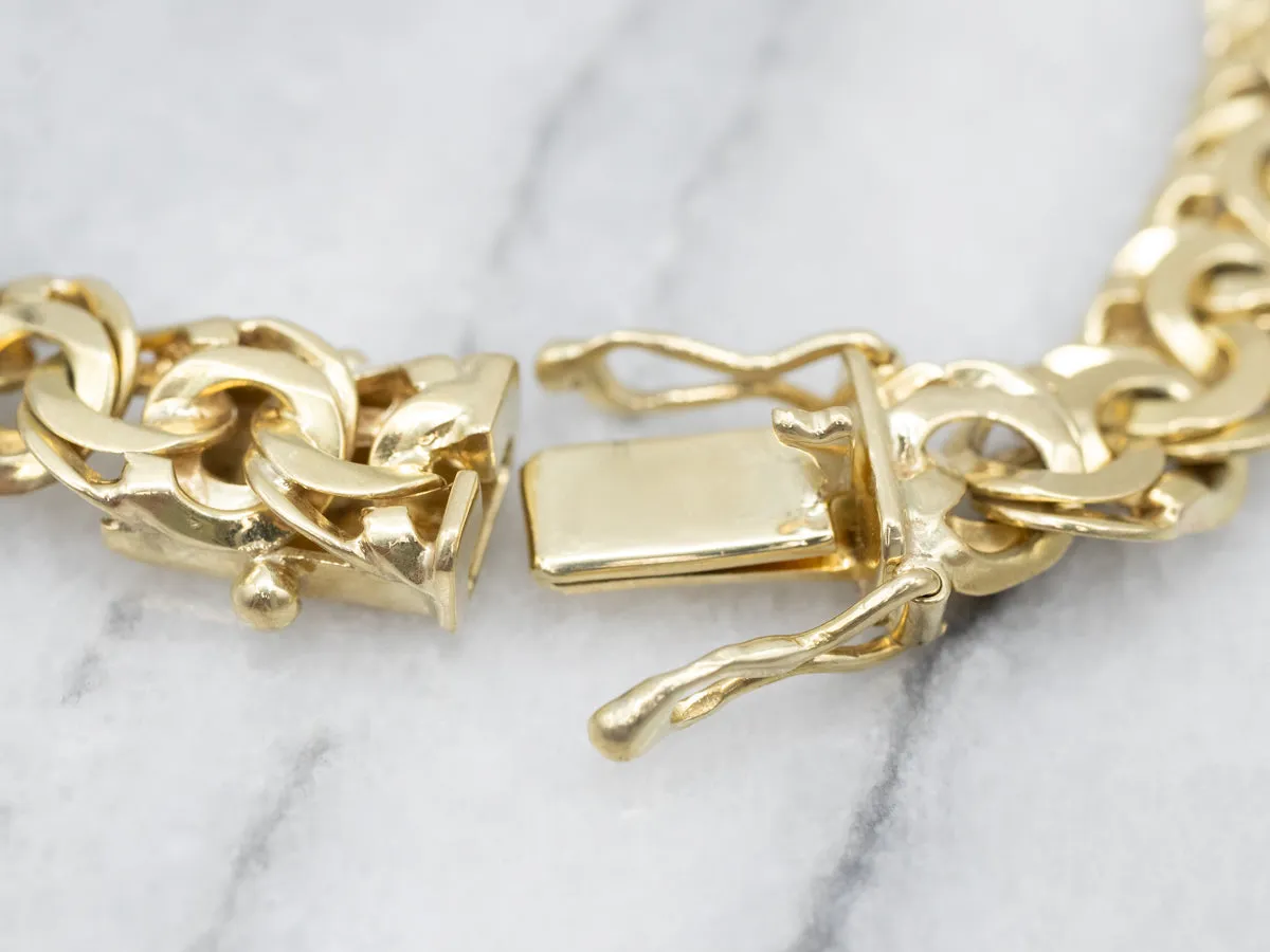 Substantial Gold Chunky Double Curb Bracelet with Box Clasp