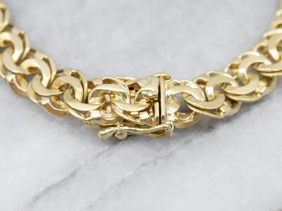 Substantial Gold Chunky Double Curb Bracelet with Box Clasp