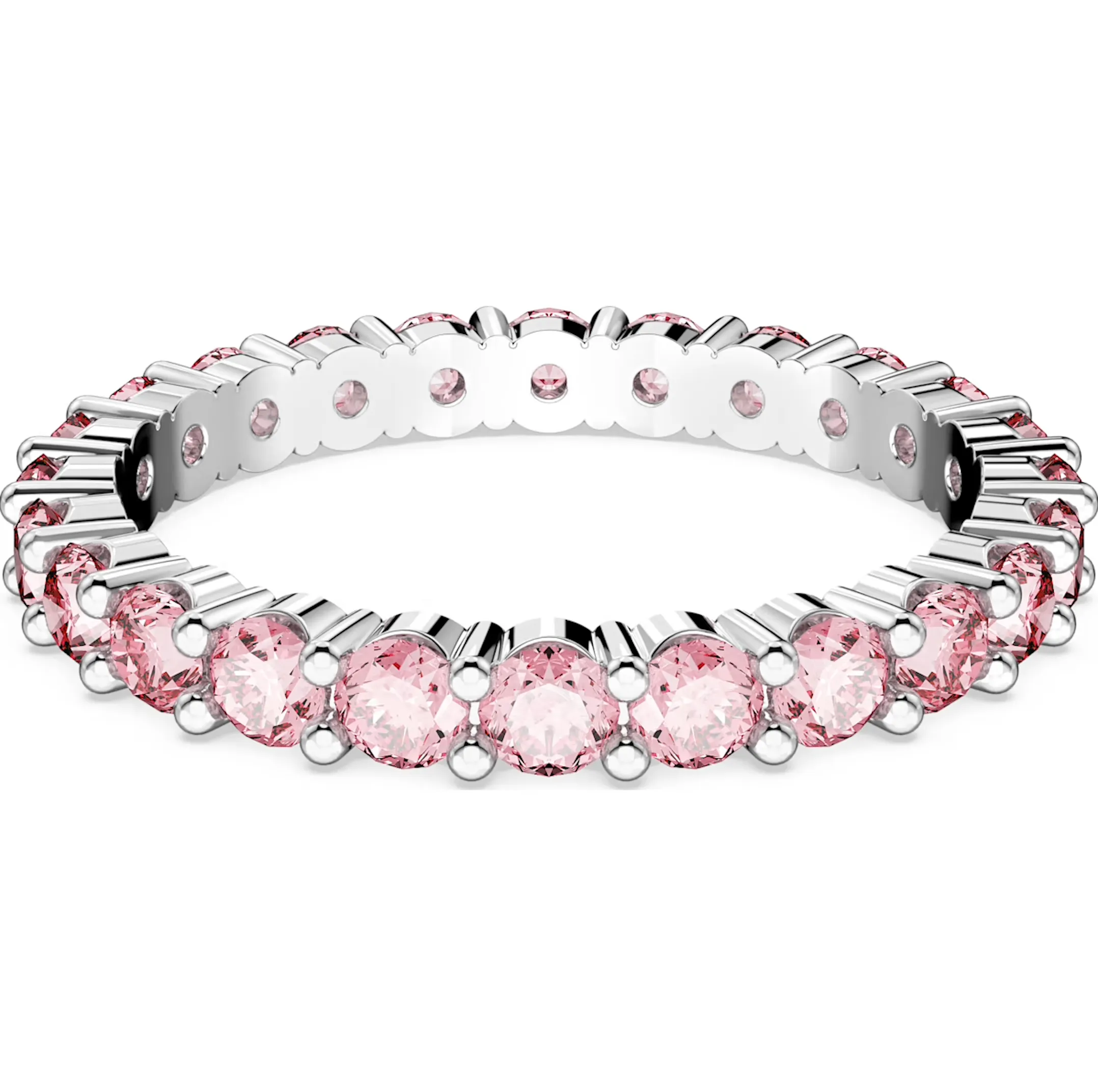 Swarovski Matrix Rhodium Plated Pink Crystal Ring 55