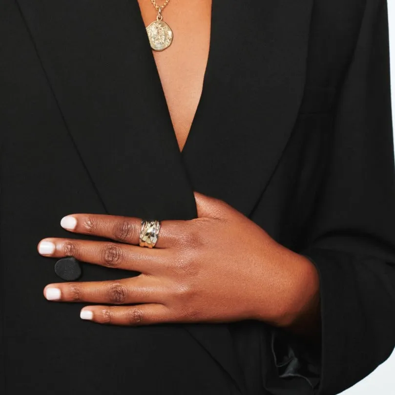 Tagliatelle Ring Silver & Yellow Gold