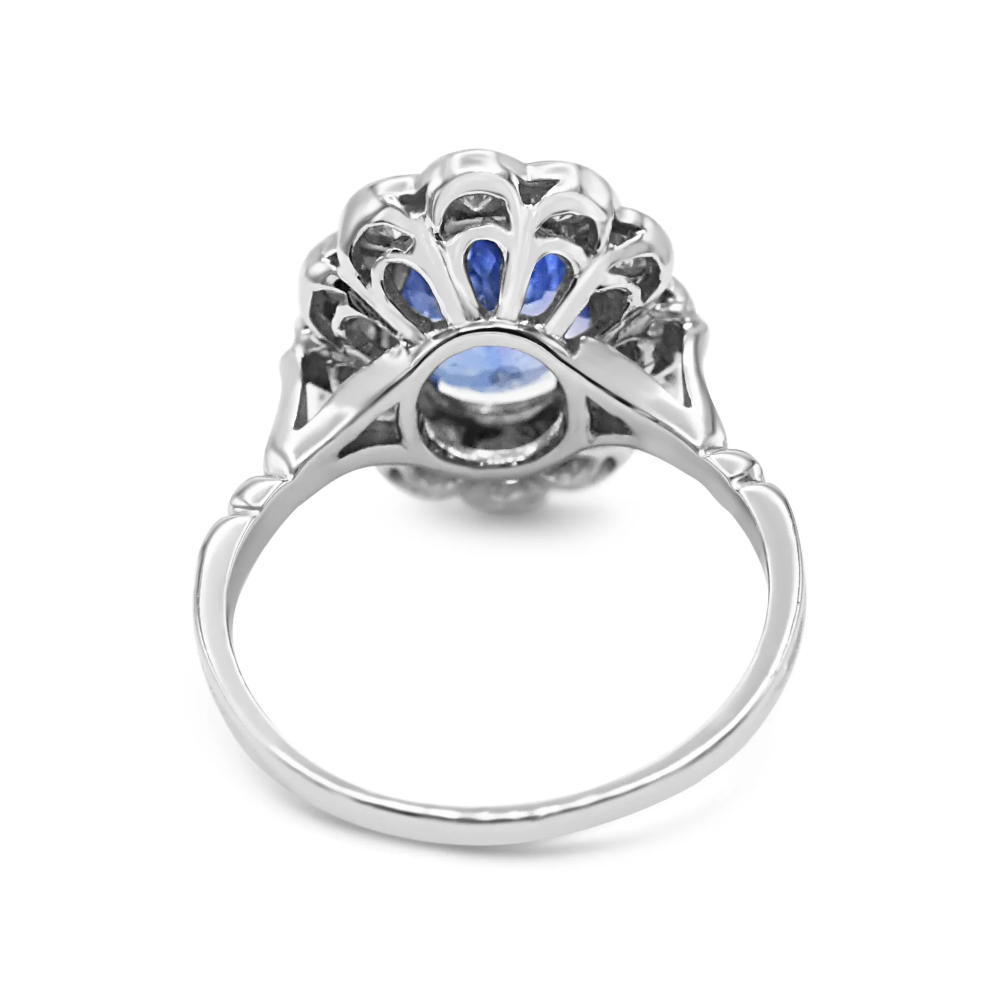 Tanzanite & Brilliant Cut Diamond Cluster Ring - 18ct White Gold