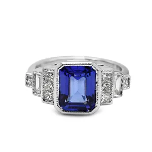 Tanzanite & Diamond Dress Ring - 18ct White Gold