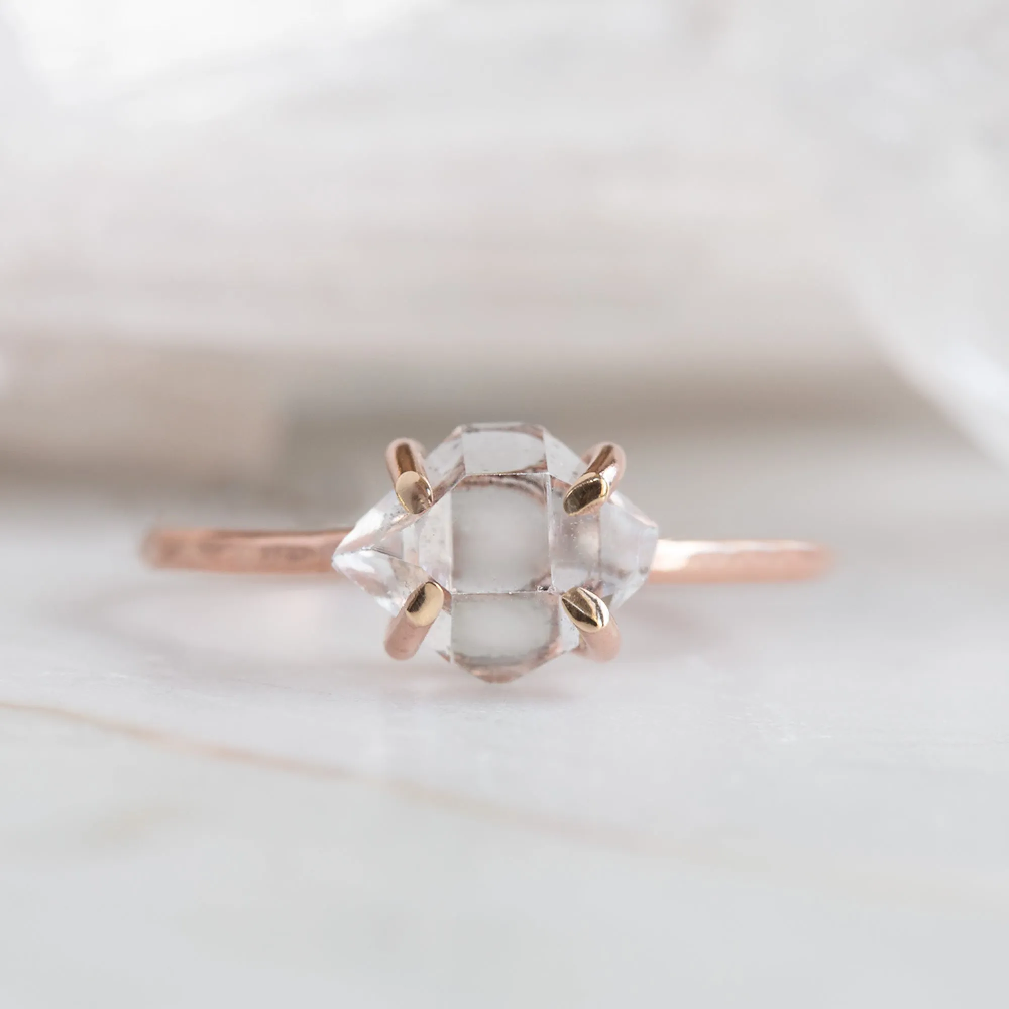 The Herkimer Diamond Ring | Yellow, Rose or Sterling Silver