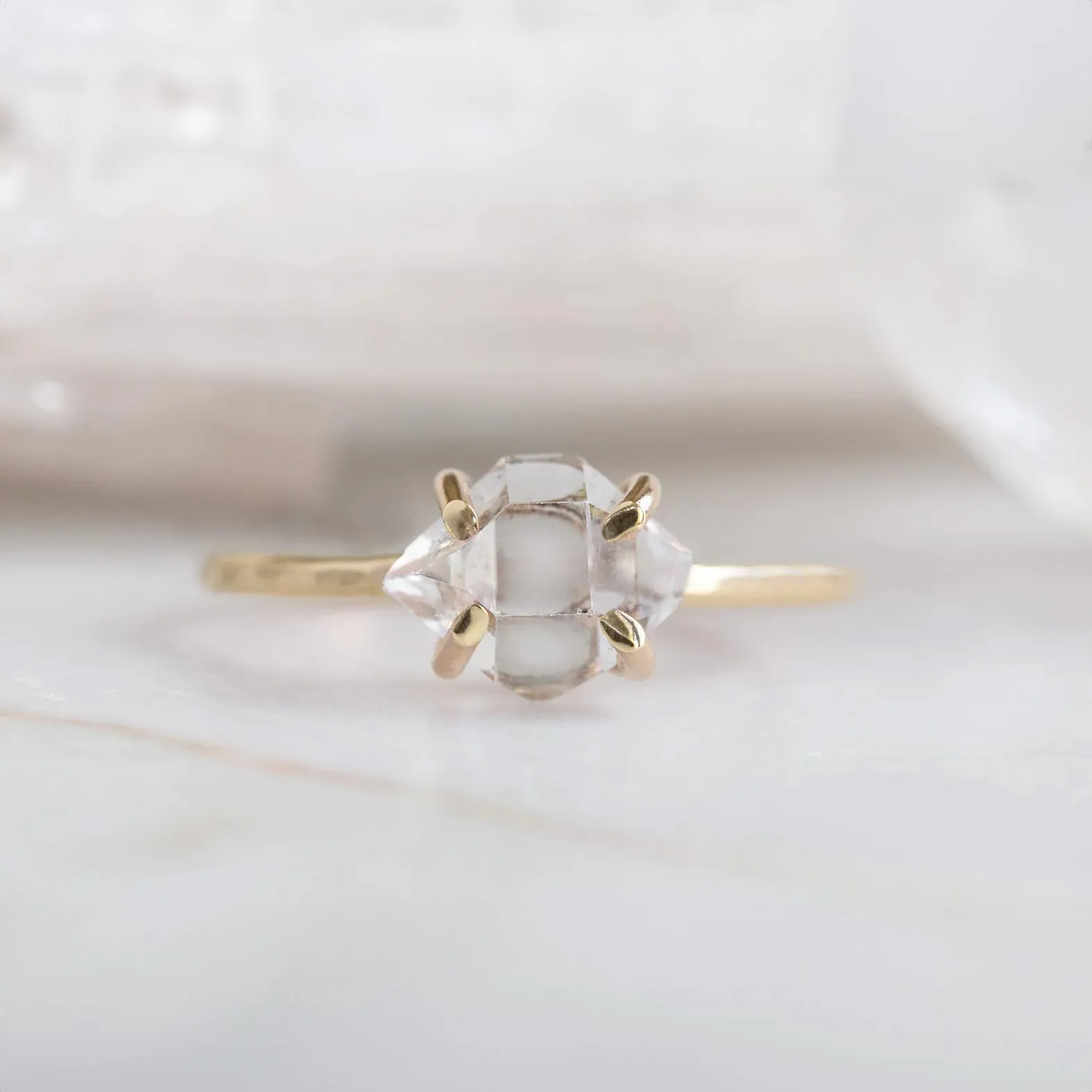 The Herkimer Diamond Ring | Yellow, Rose or Sterling Silver