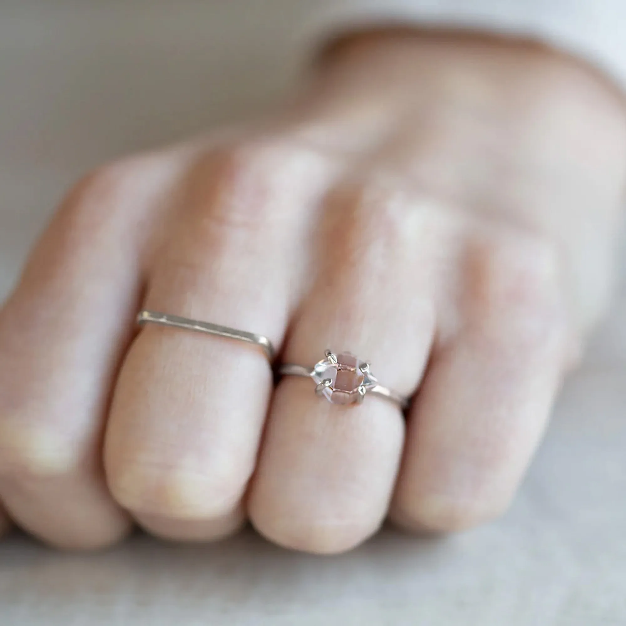 The Herkimer Diamond Ring | Yellow, Rose or Sterling Silver