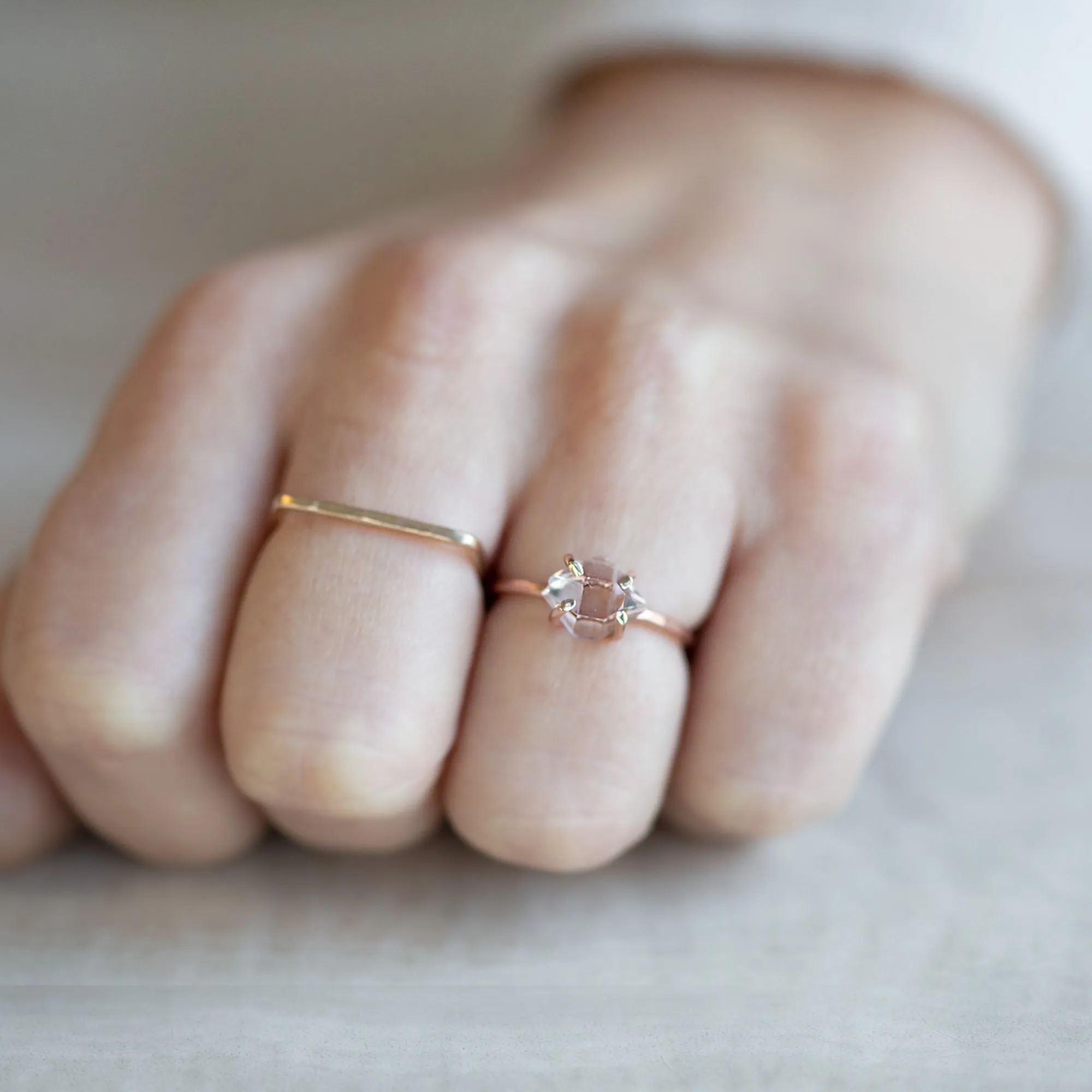 The Herkimer Diamond Ring | Yellow, Rose or Sterling Silver