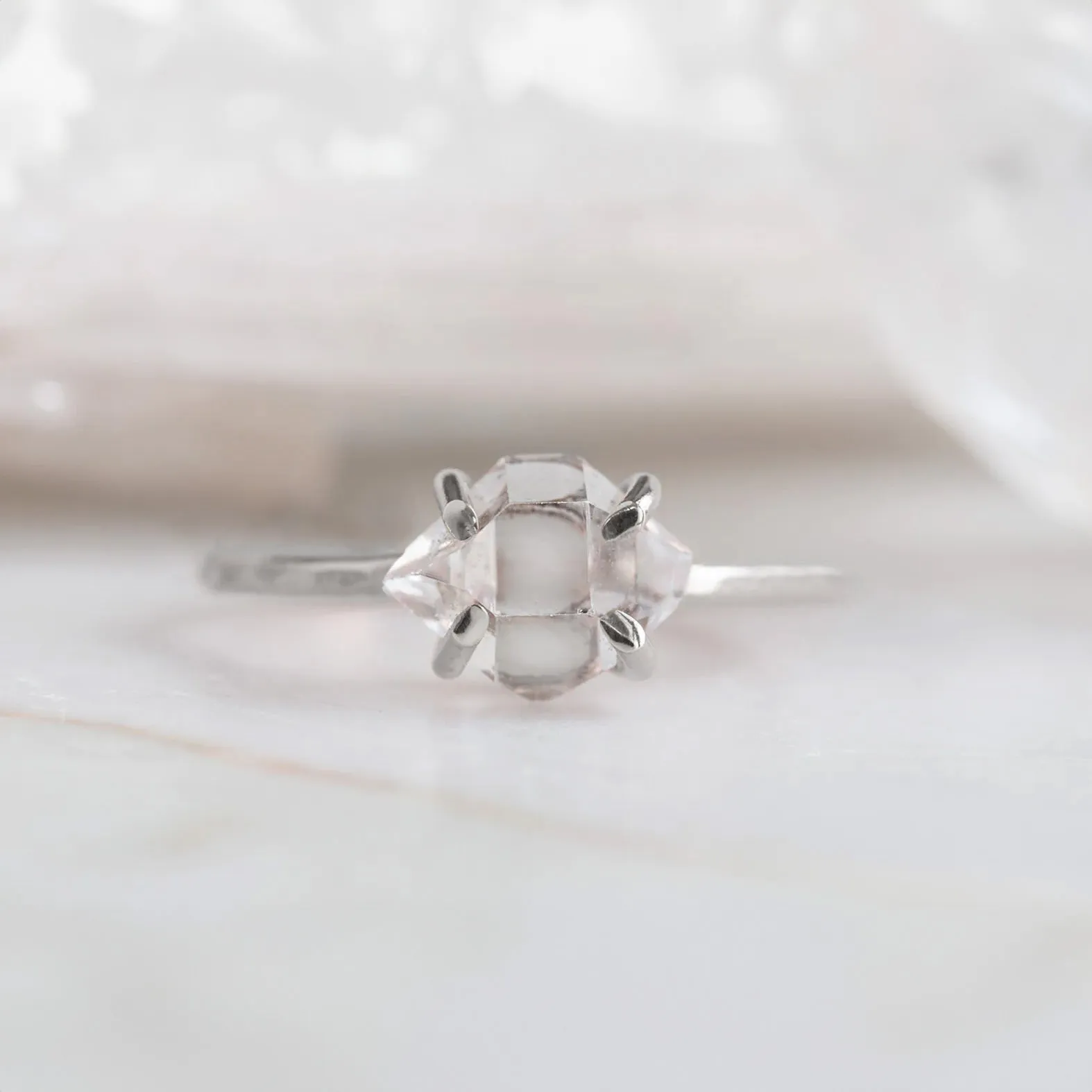 The Herkimer Diamond Ring | Yellow, Rose or Sterling Silver