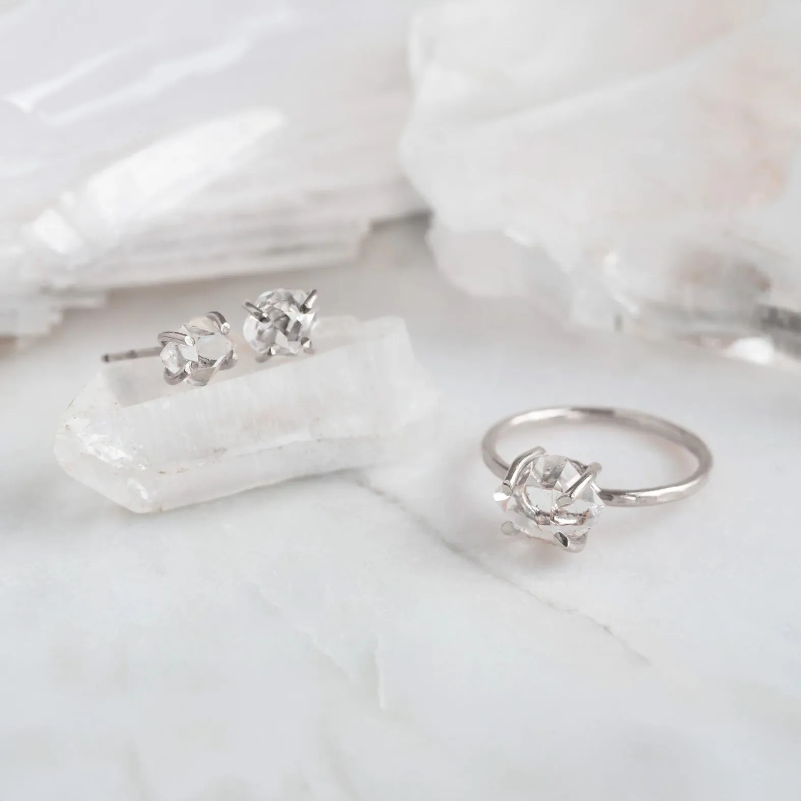 The Herkimer Diamond Ring | Yellow, Rose or Sterling Silver