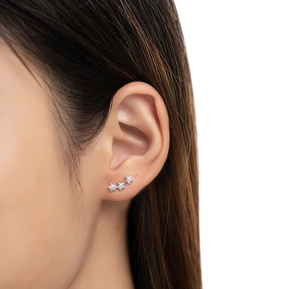 Three Star Stud Earrings