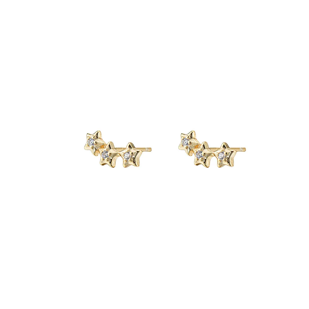 Three Star Stud Earrings