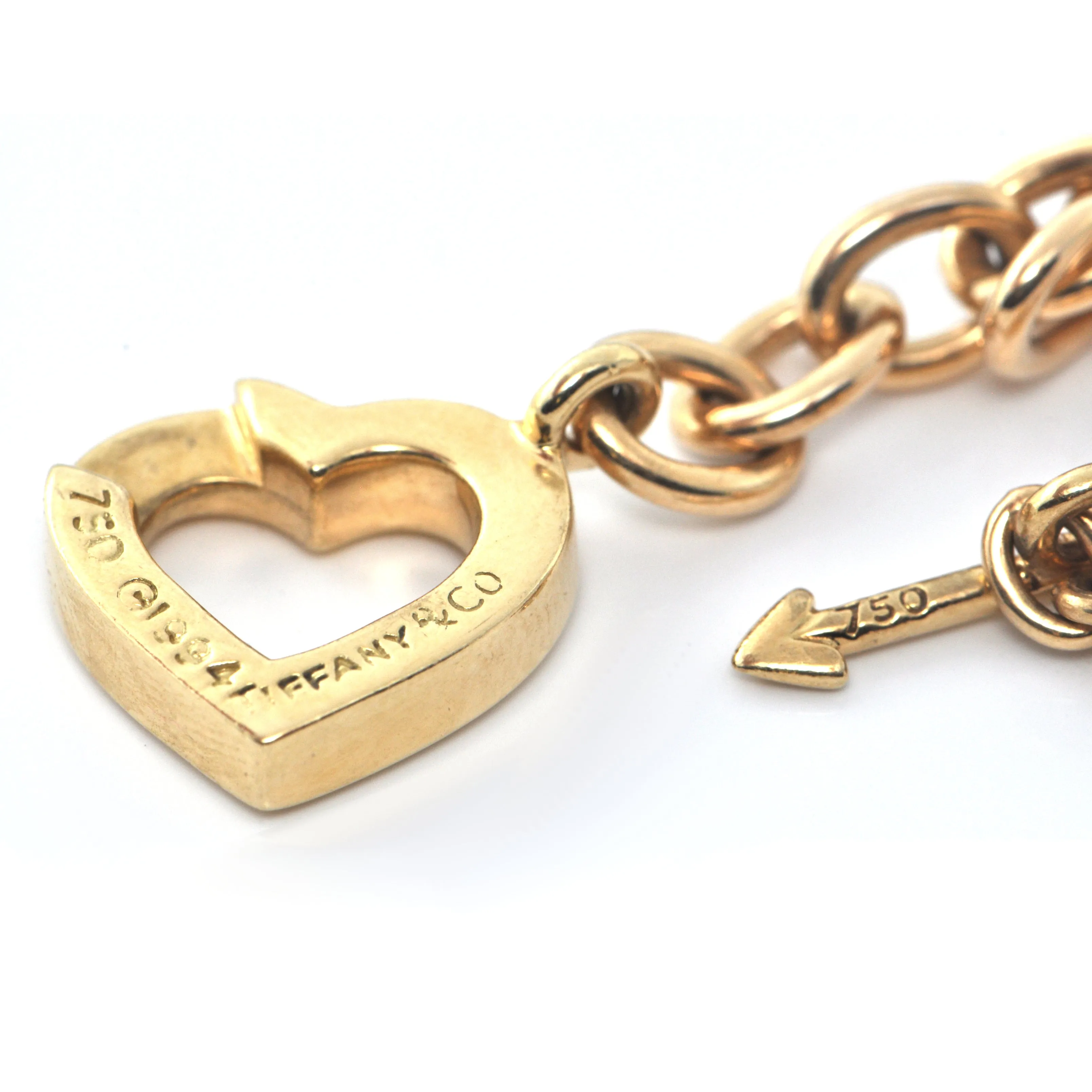 Tiffany & Co. 18K Yellow Gold Heart and Arrow Chain Link Necklace C.1994