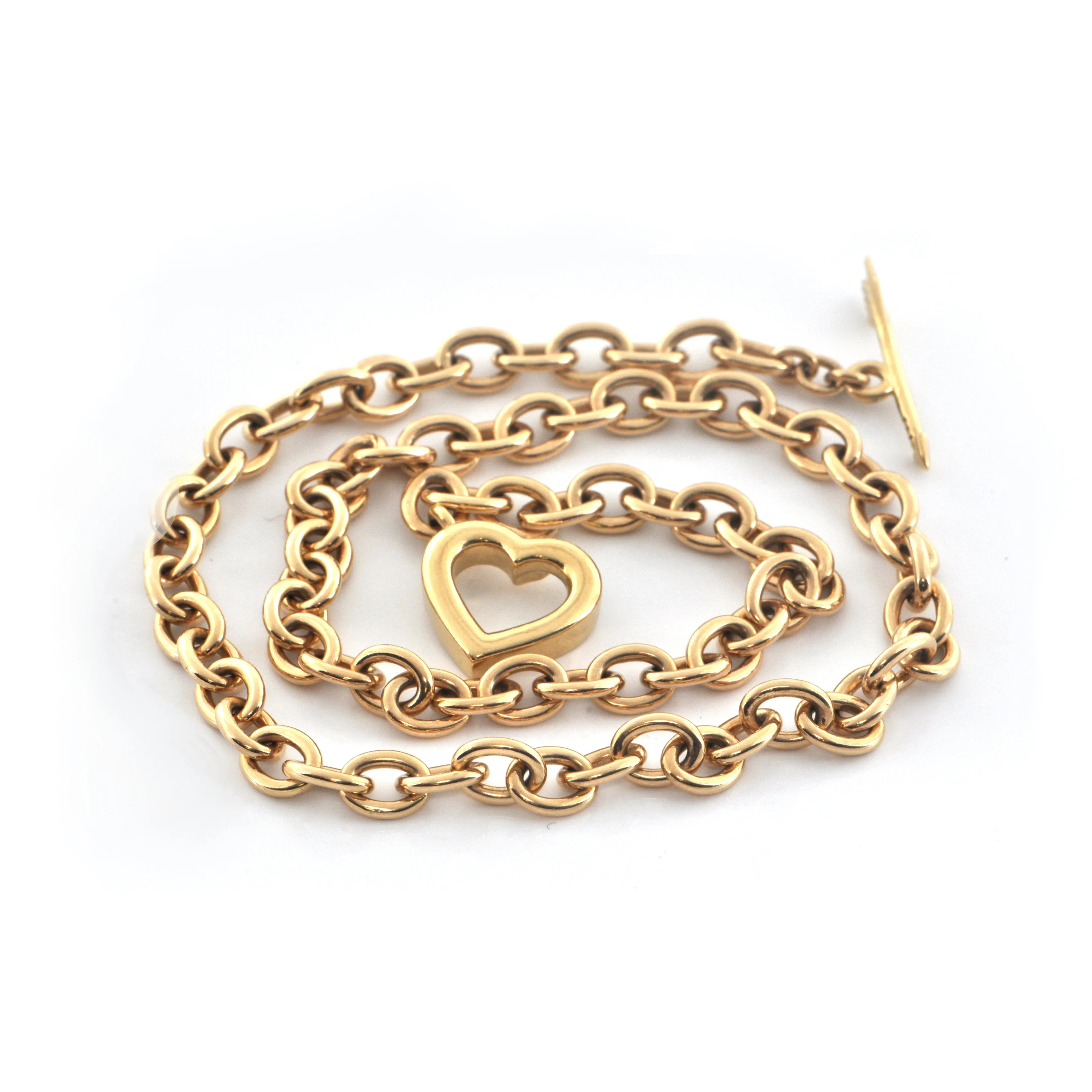 Tiffany & Co. 18K Yellow Gold Heart and Arrow Chain Link Necklace C.1994