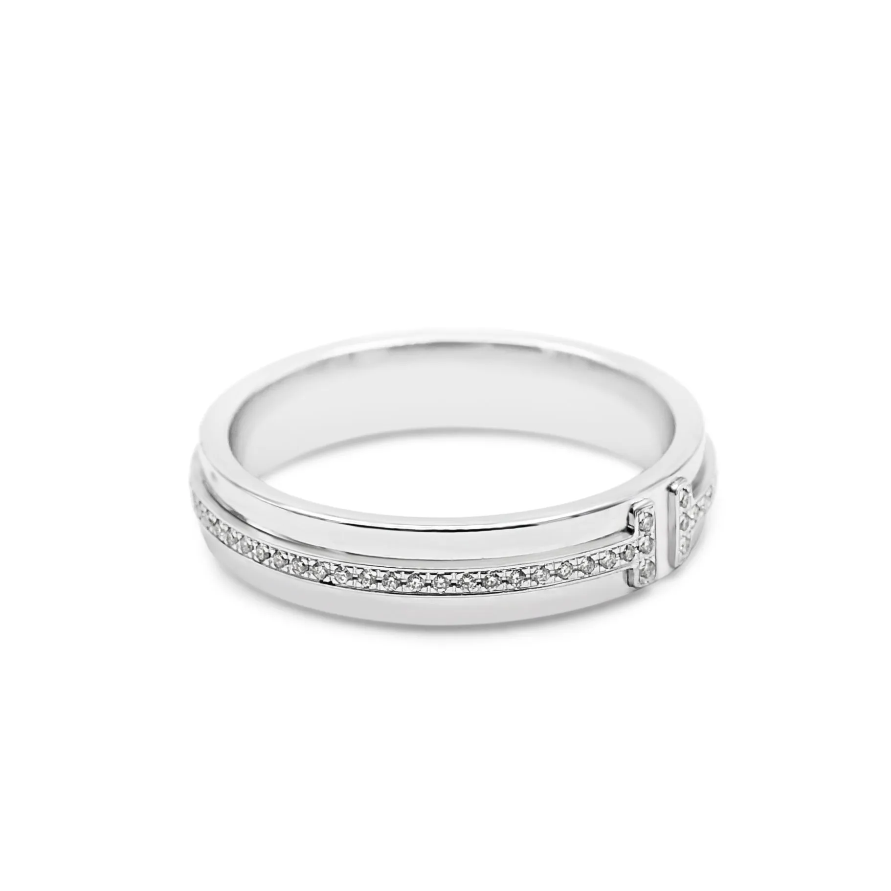Tiffany T Narrow Band Ring With Diamonds