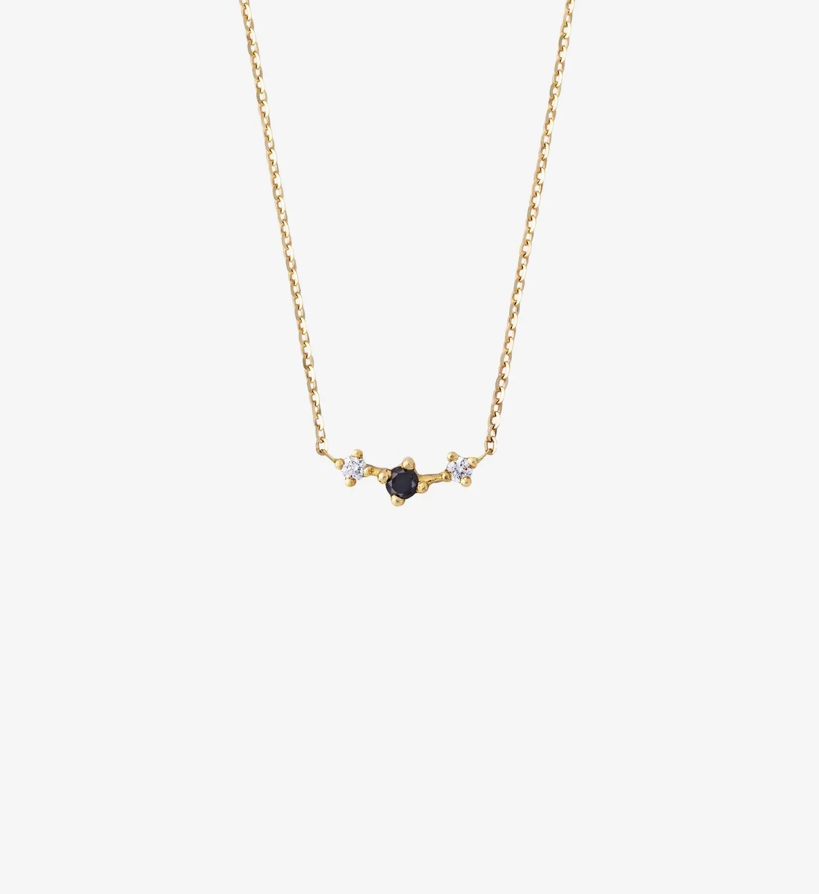 Trio Black Diamond Necklace 0.09 in 14K Yellow Gold
