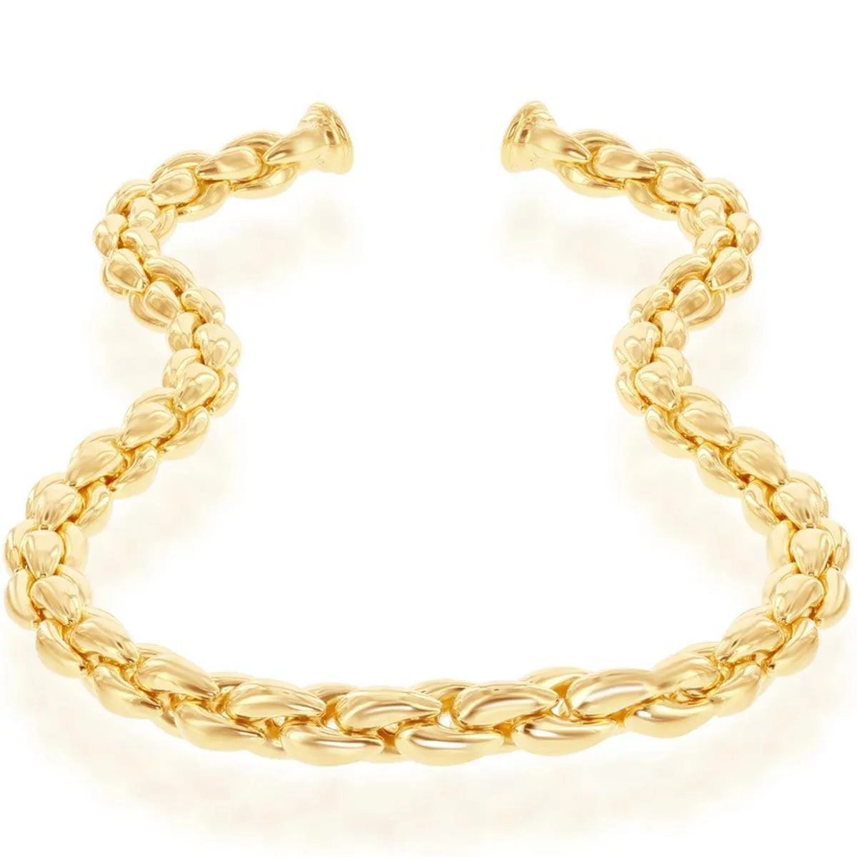 Unisex Necklace - 14K Gold Overlay Oval Linked Magnetic Clasp | BML-4094