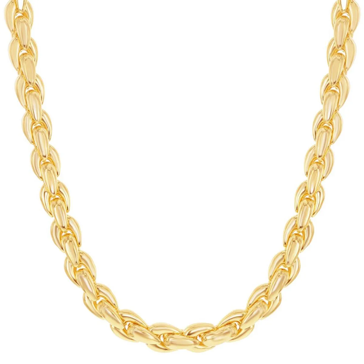 Unisex Necklace - 14K Gold Overlay Oval Linked Magnetic Clasp | BML-4094