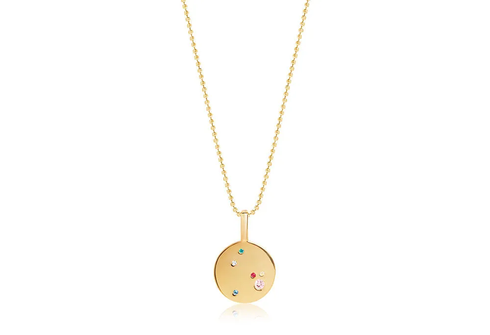 Valiano Gold Plated Necklace w. Blue, White, Red, Pink & Yellow Zirconias
