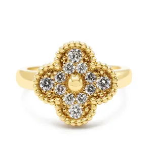 Van Cleef & Arpels Diamond Vintage Alhambra Ring Size 54