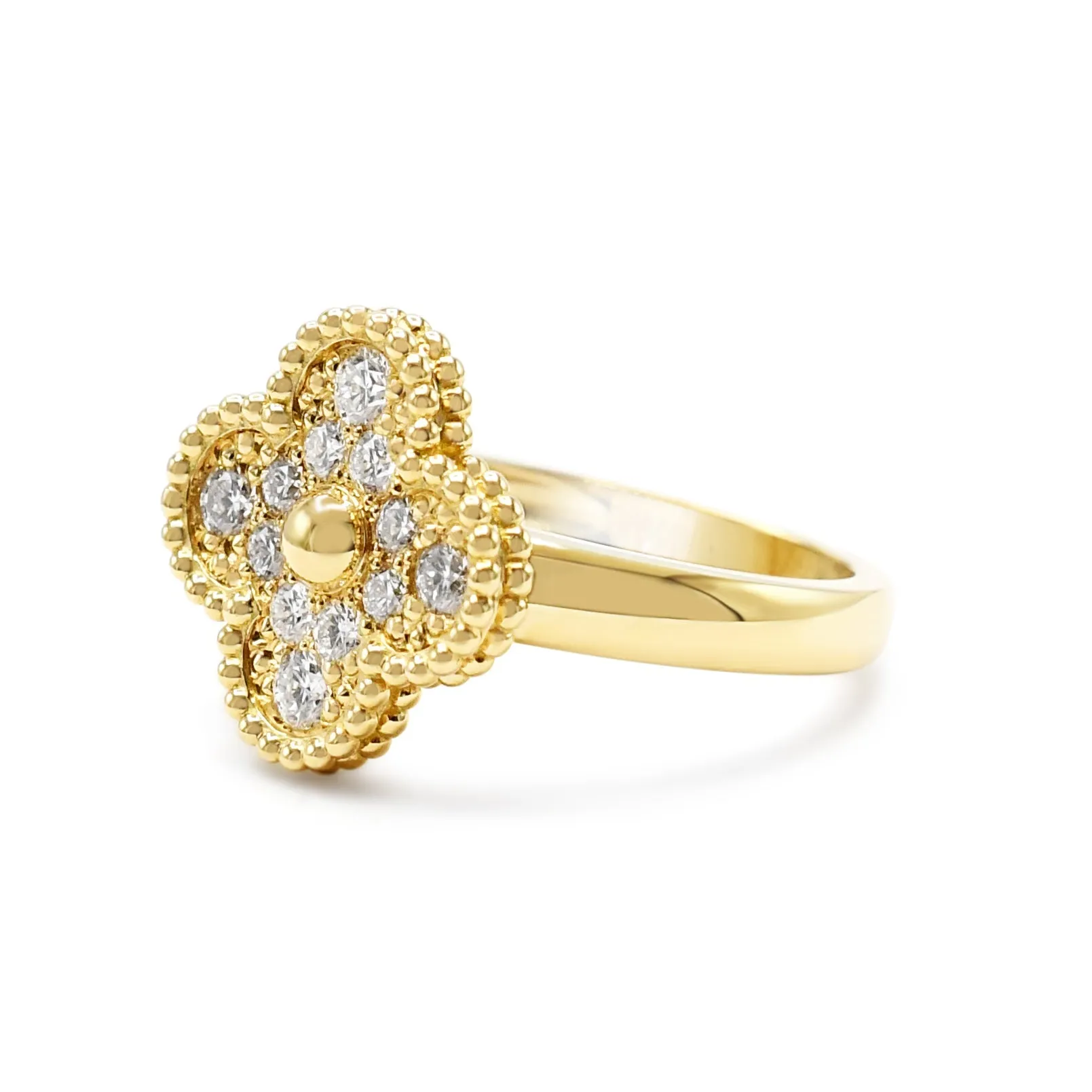 Van Cleef & Arpels Diamond Vintage Alhambra Ring Size 54