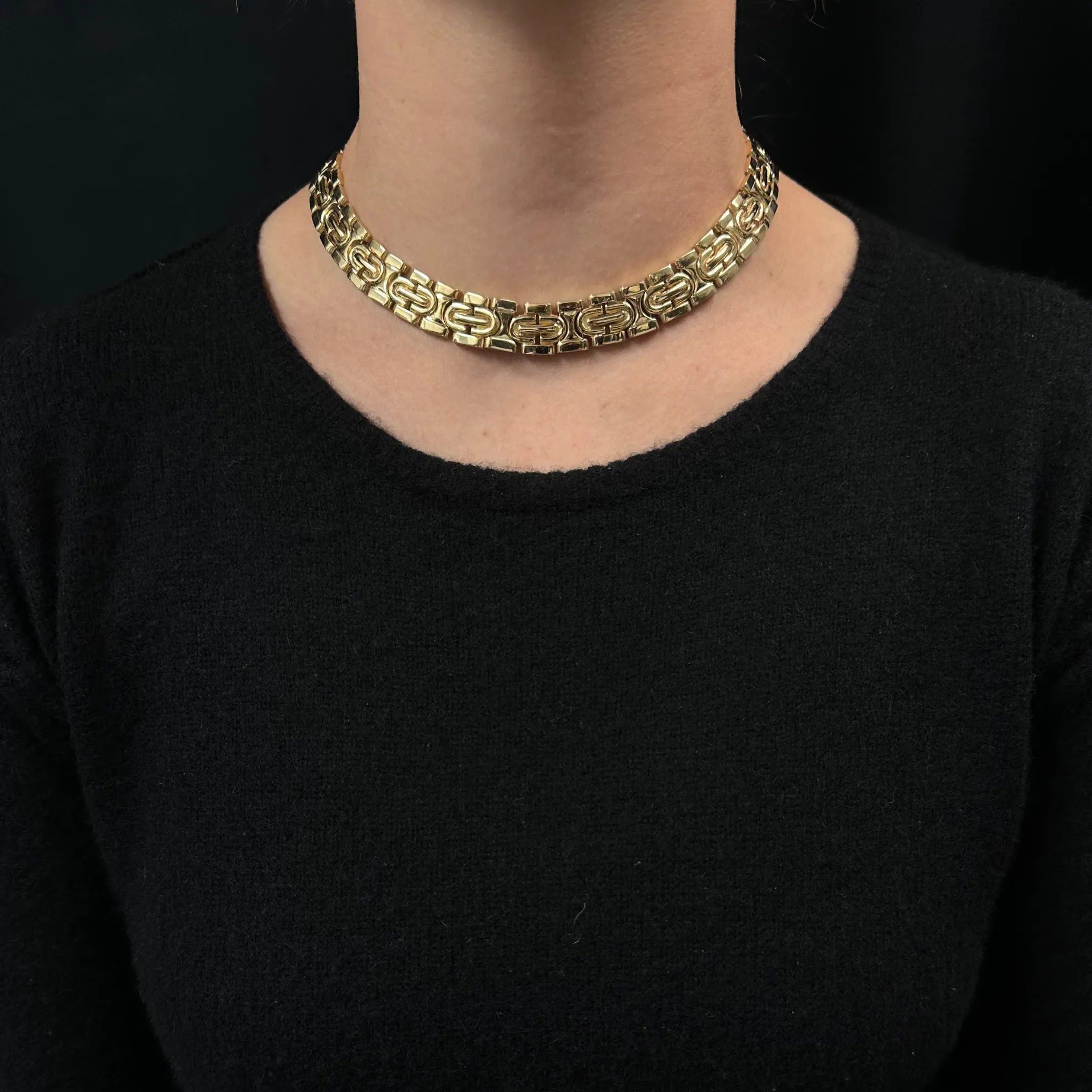 Vintage 14K Gold Fancy Link Choker Necklace