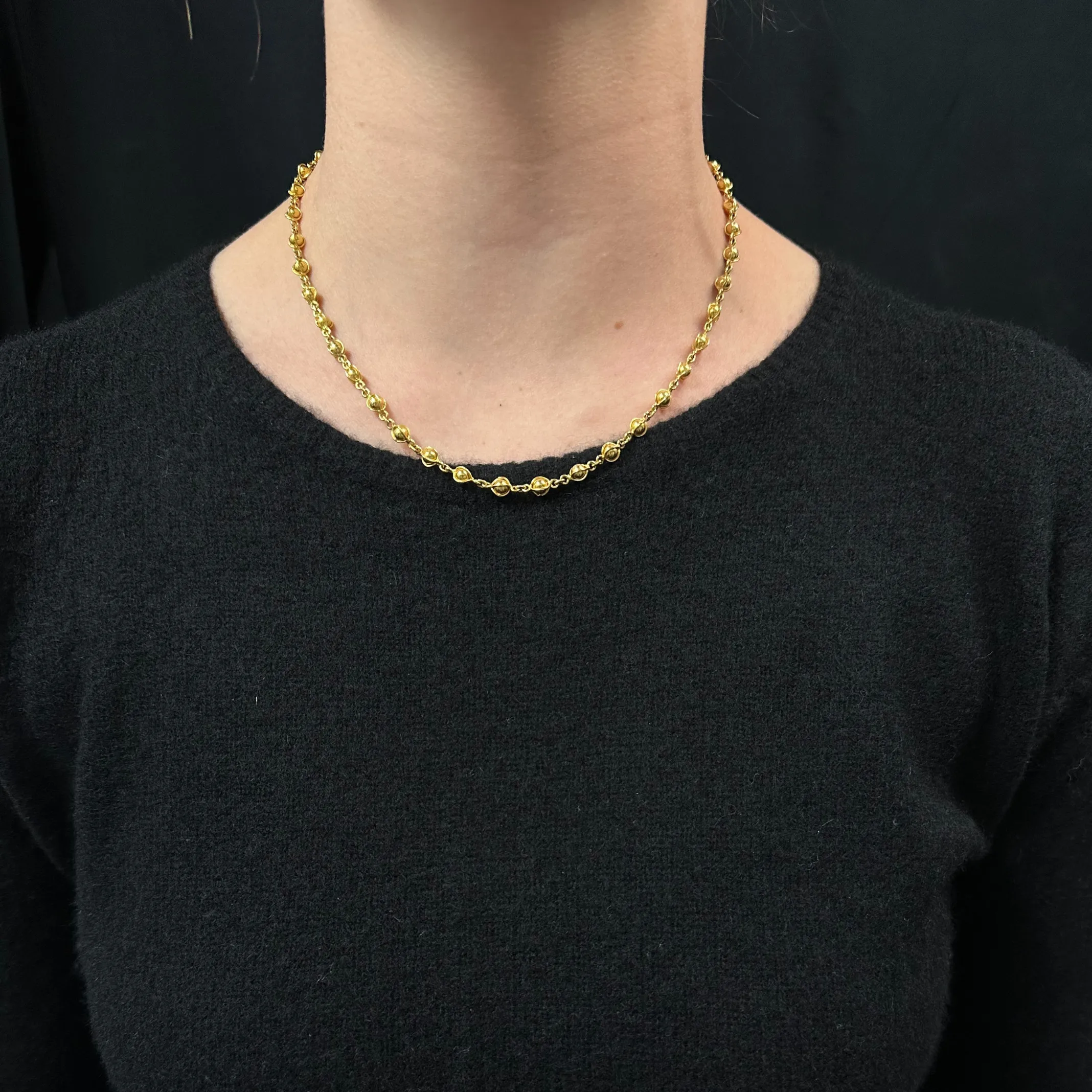 Vintage 17 1/2" Yellow Gold Fancy Ball Link Necklace