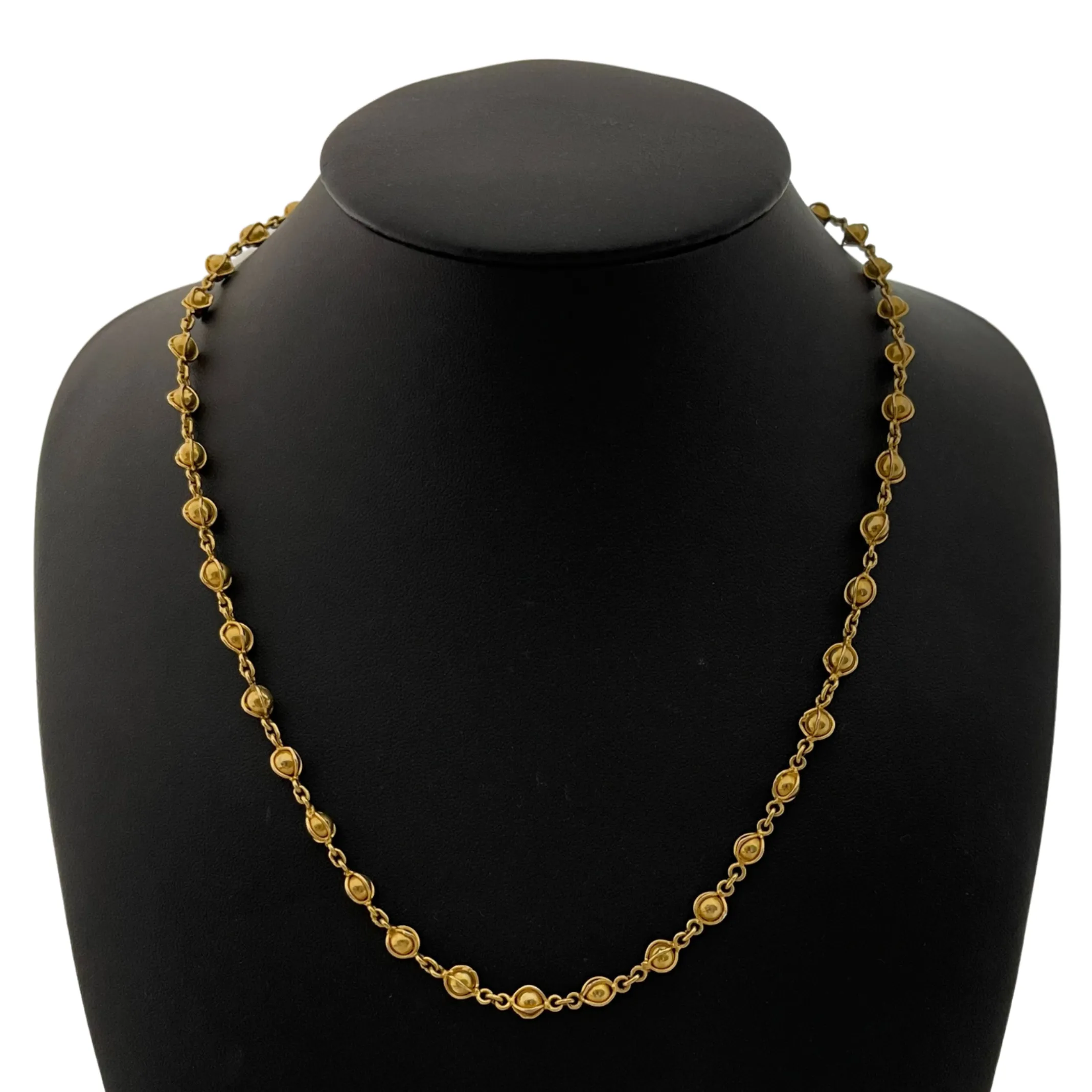 Vintage 17 1/2" Yellow Gold Fancy Ball Link Necklace