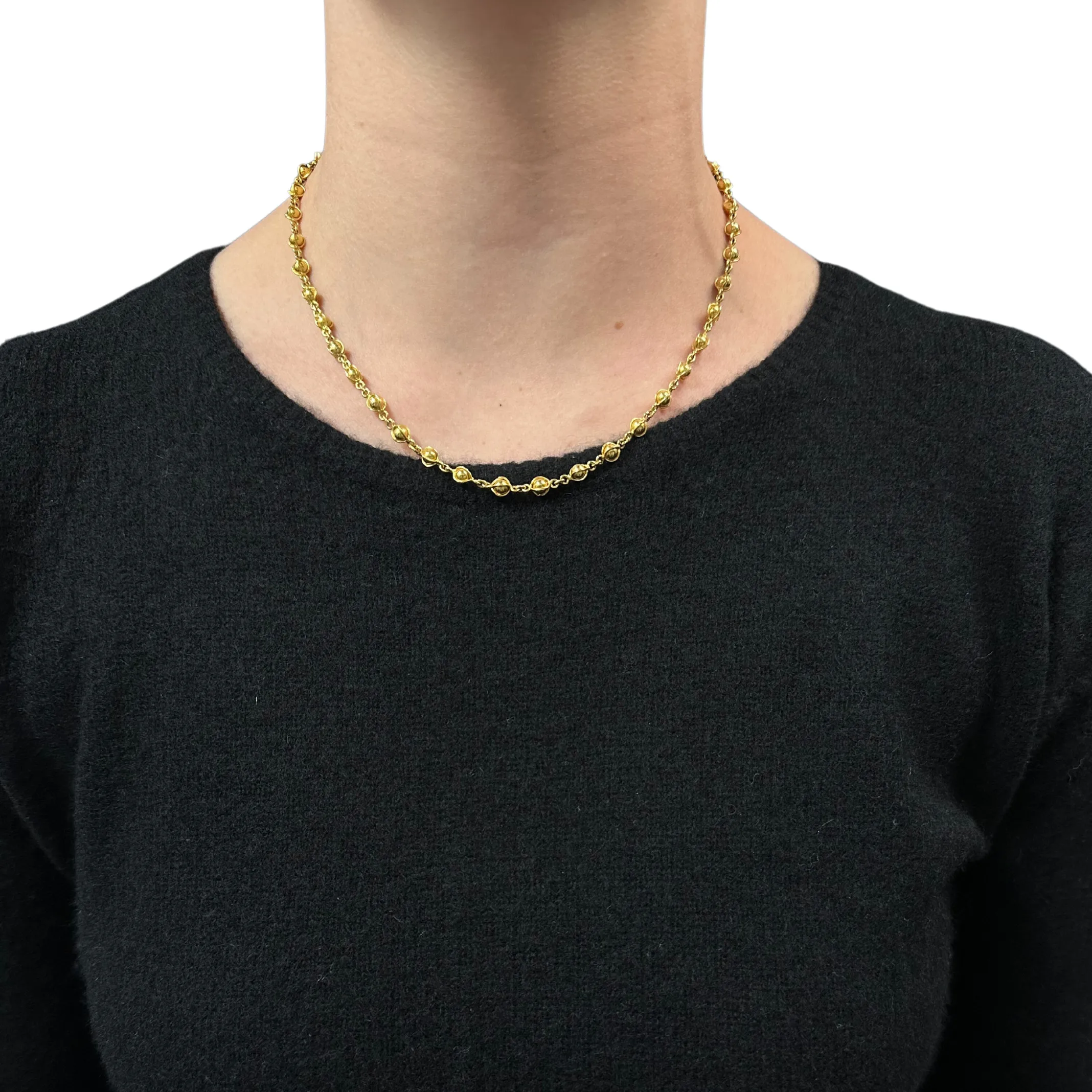 Vintage 17 1/2" Yellow Gold Fancy Ball Link Necklace