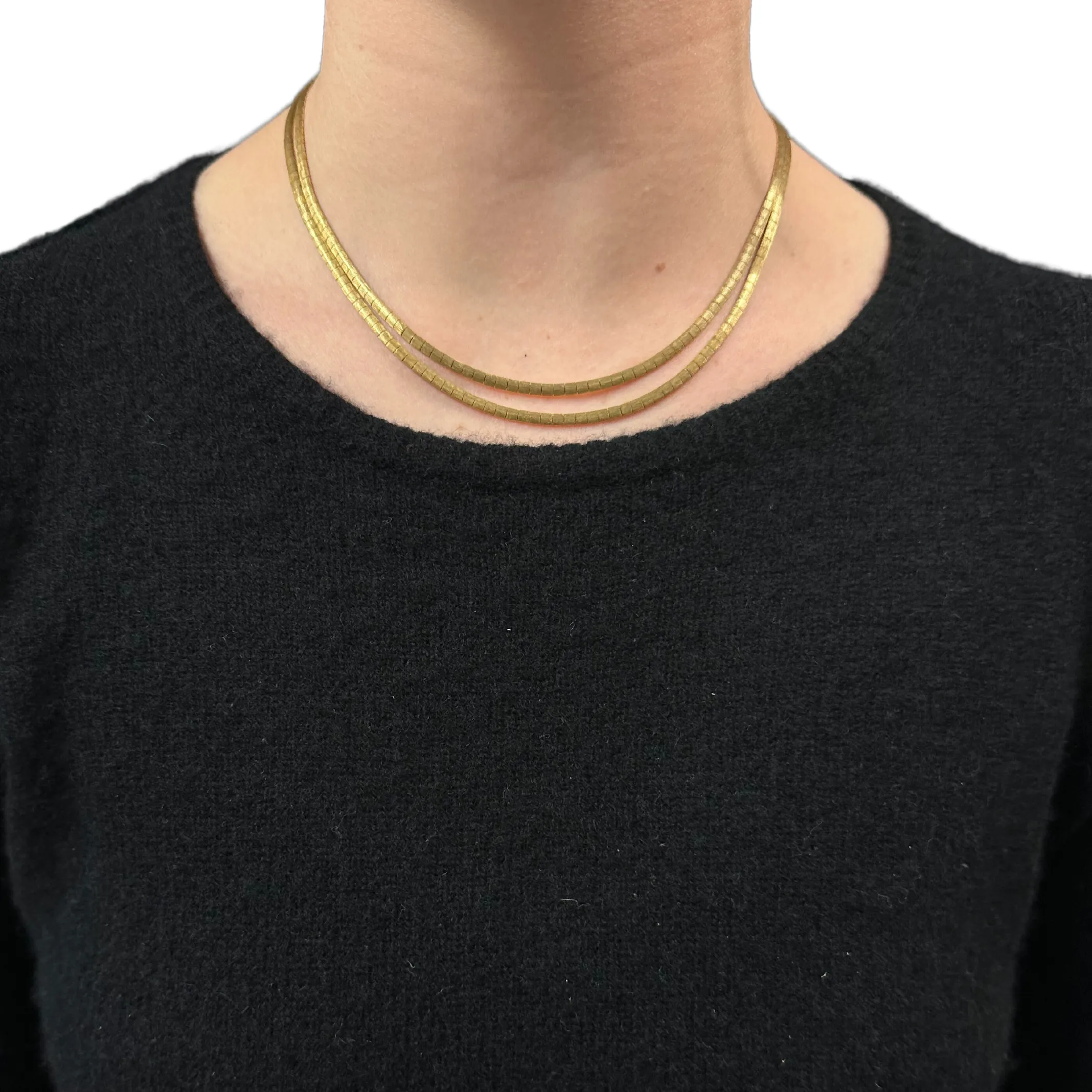 Vintage 18K Gold Double Strand Omega Link Necklace