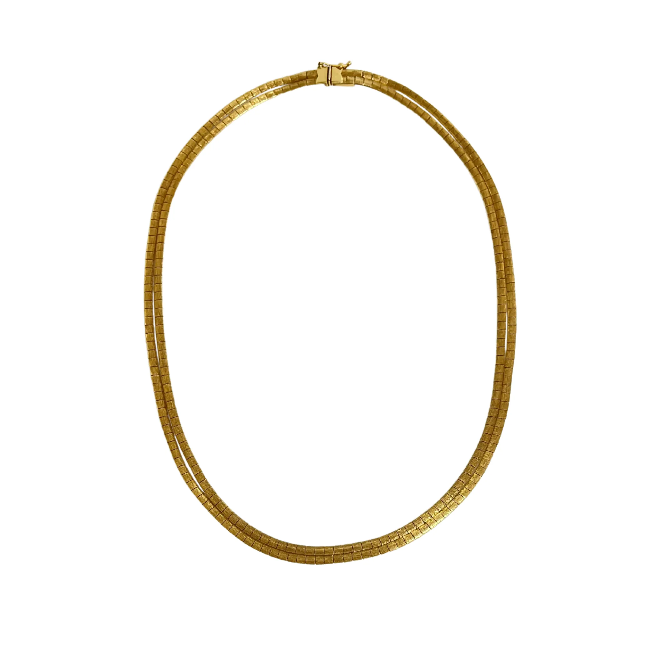 Vintage 18K Gold Double Strand Omega Link Necklace