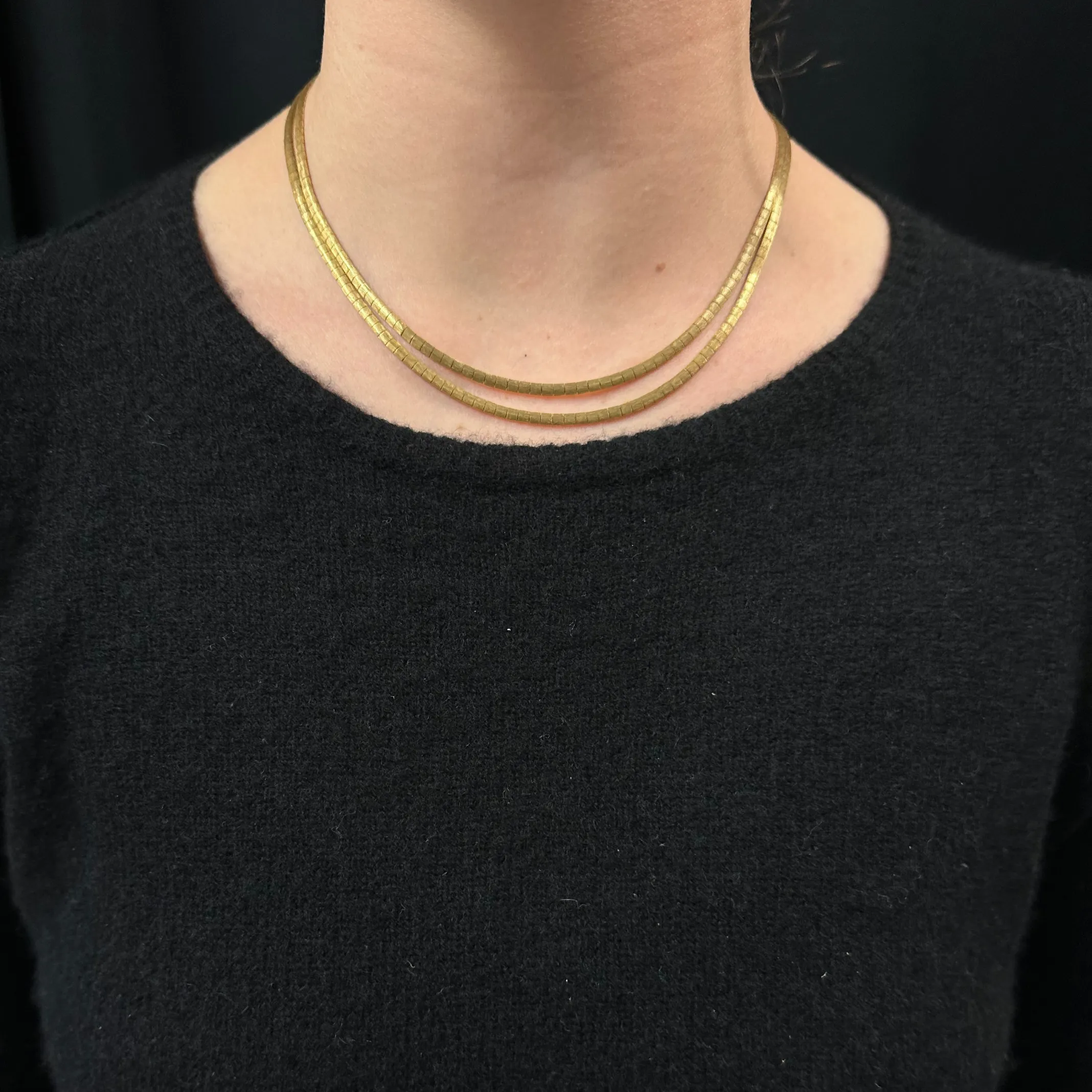 Vintage 18K Gold Double Strand Omega Link Necklace
