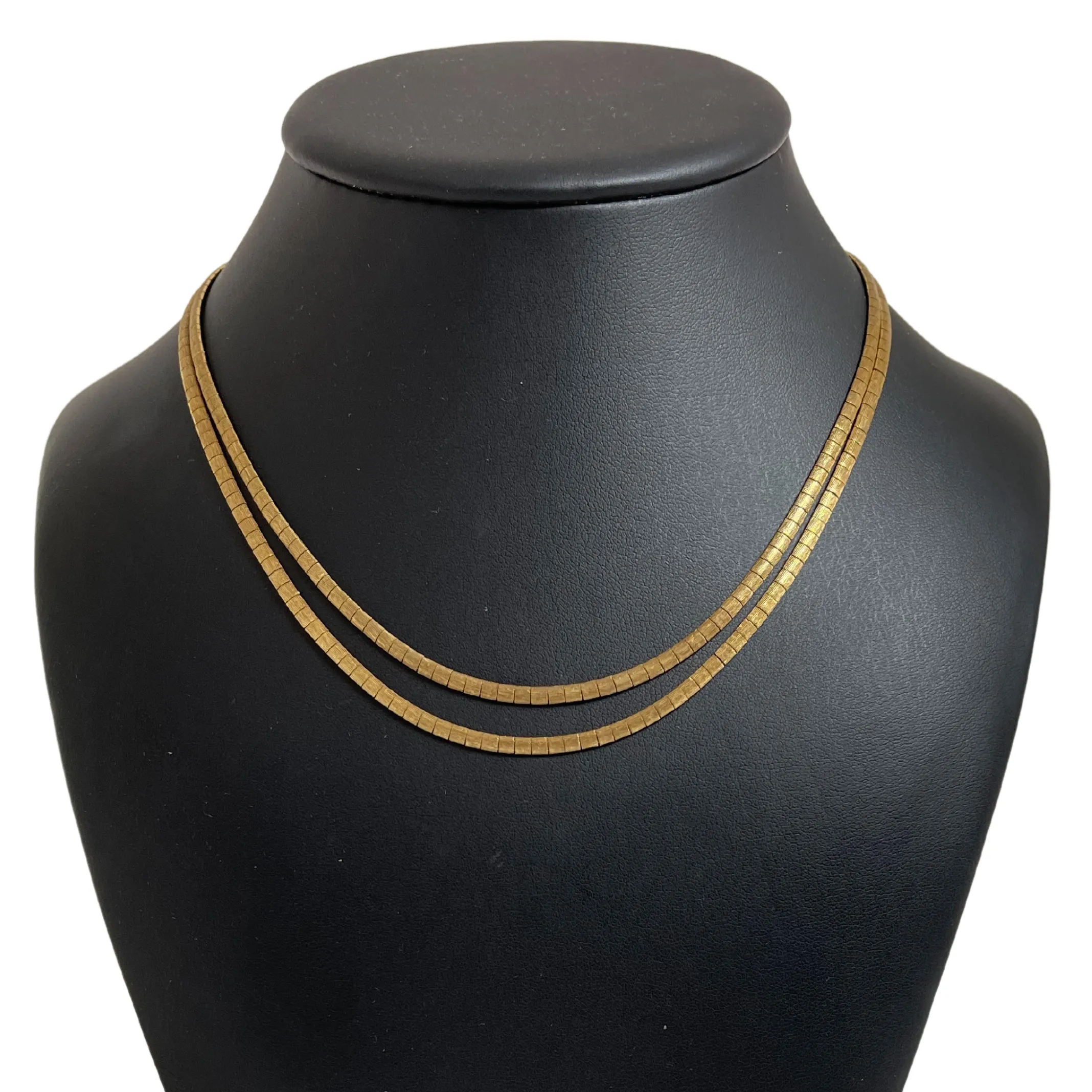 Vintage 18K Gold Double Strand Omega Link Necklace