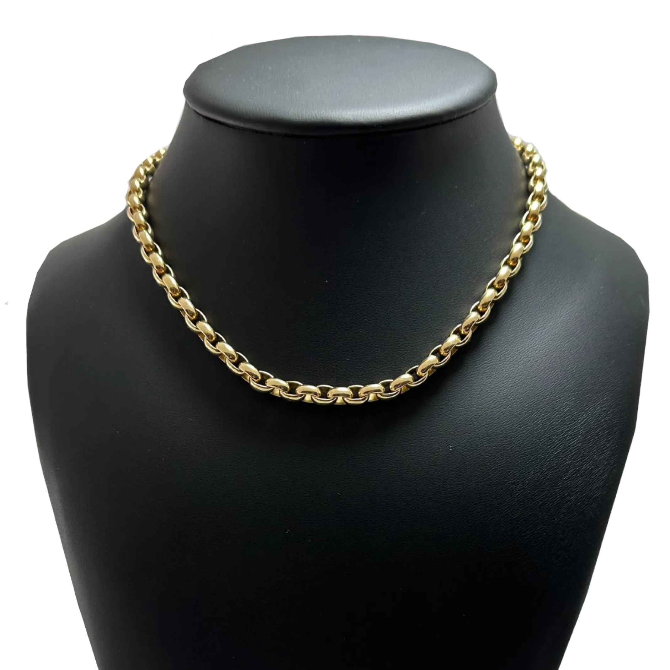 Vintage 18k Gold Oval Rolo Link Necklace