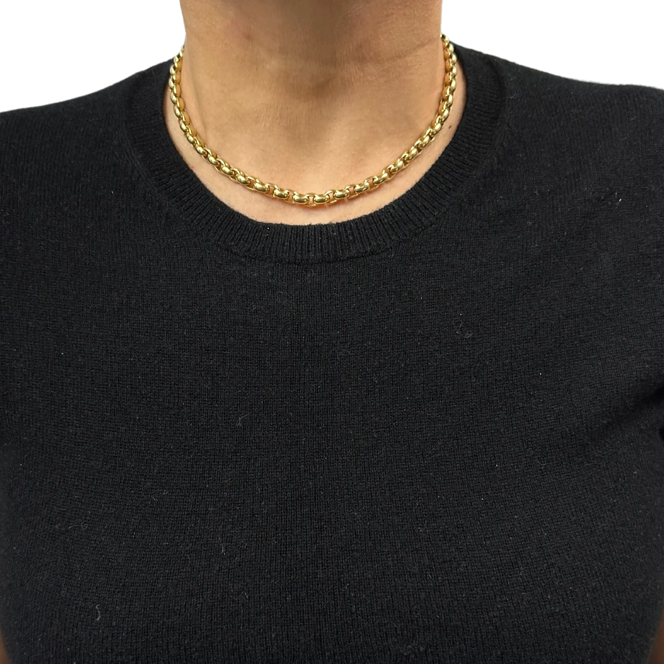 Vintage 18k Gold Oval Rolo Link Necklace
