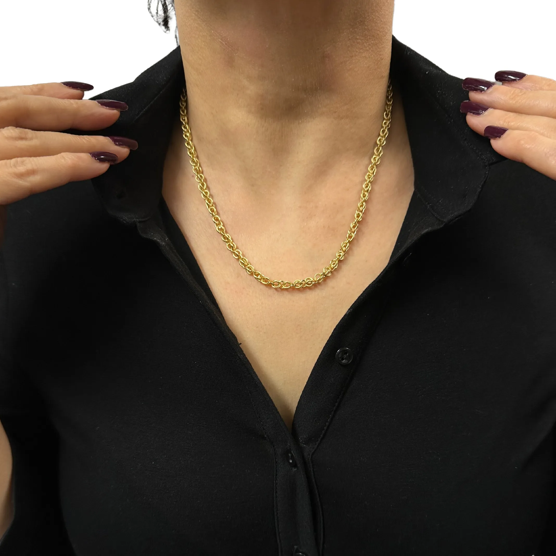 Vintage 18k Gold Round Twisted Cable Link 17 3/4" Necklace