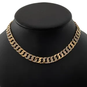 Vintage 18K Yellow Gold Diamond Curb Link Necklace