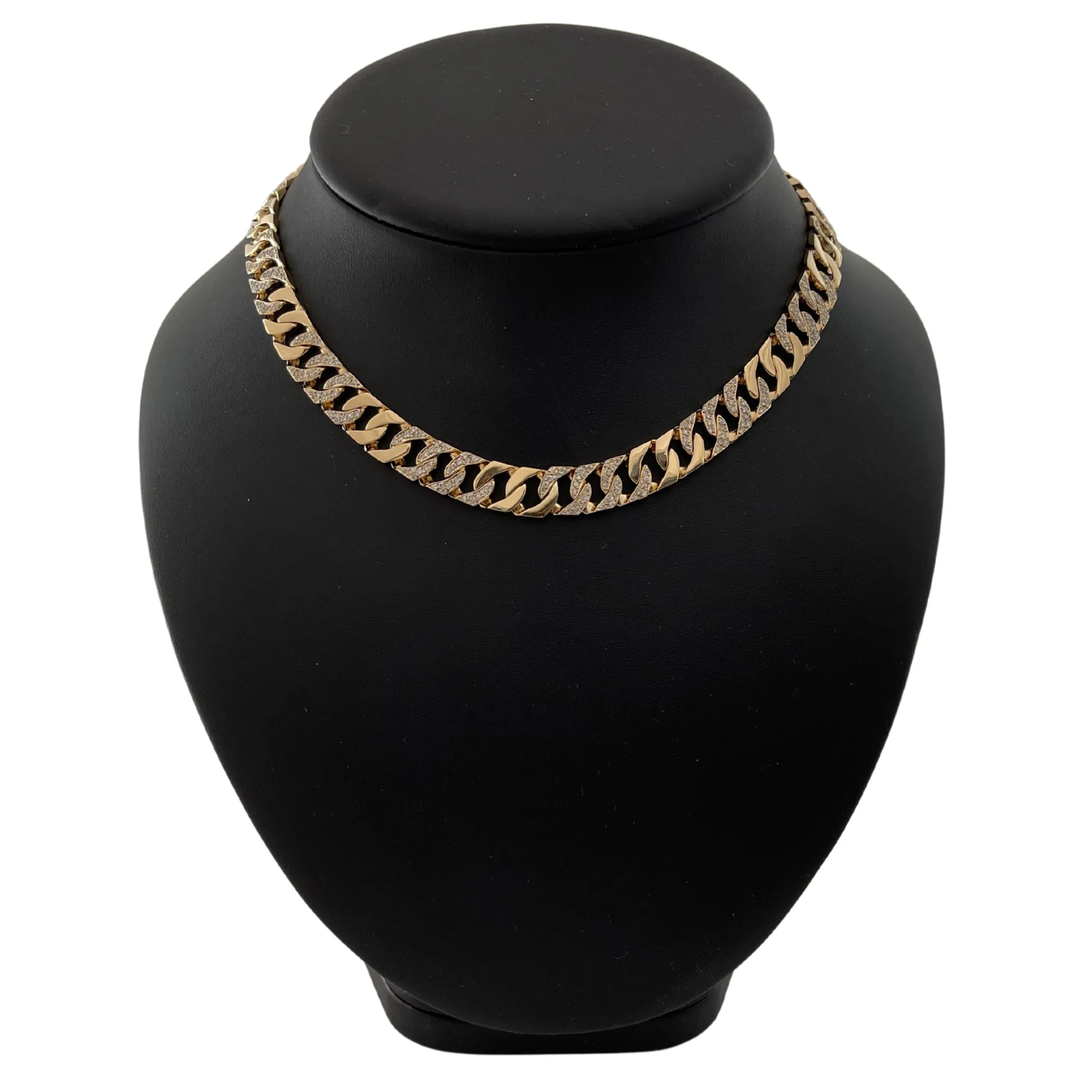 Vintage 18K Yellow Gold Diamond Curb Link Necklace