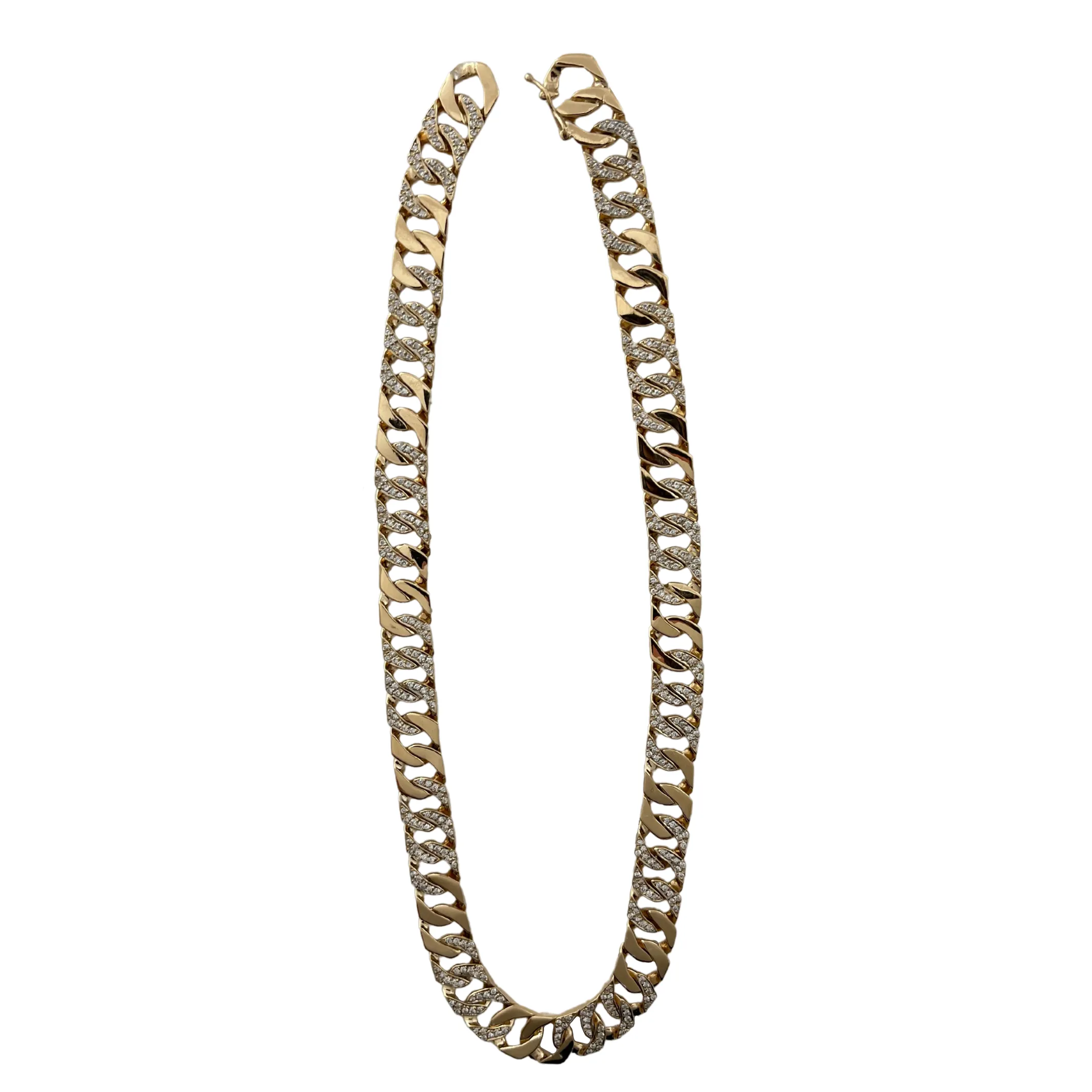 Vintage 18K Yellow Gold Diamond Curb Link Necklace